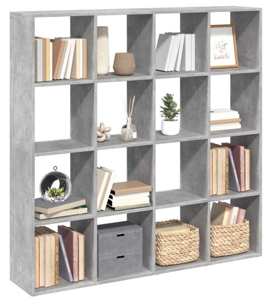VidaXL Könyvespolc - 16 Rekeszes - Betonszürke - 137,5x29x137,5cm