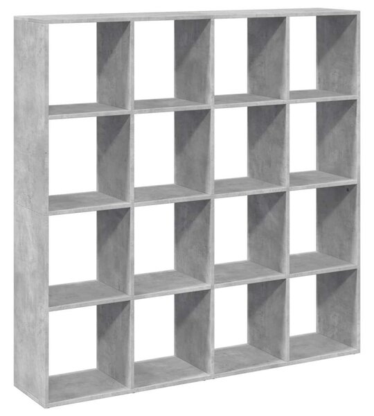 VidaXL Könyvespolc - 16 Rekeszes - Betonszürke - 137,5x29x137,5cm