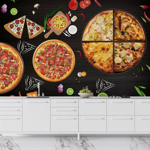 Fotótapéta Egy pizza az asztalon, Étel és ital fotótapéta, Népszerű fotótapéta, u97436 - Tapeko.hu