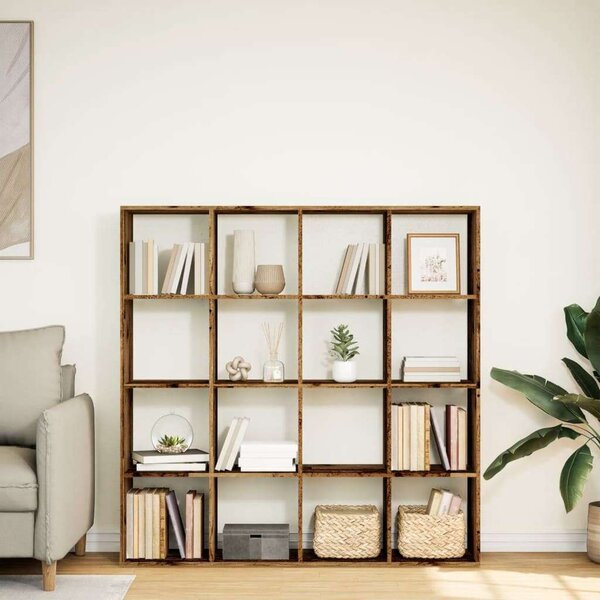 VidaXL Antik Fa Könyvespolc - 16 Rekeszes - 137,5x29x137,5cm