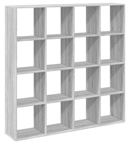 VidaXL Fa Könyvespolc - 16 Rekesz - Sonoma Szürke - 137,5x29x137,5 cm