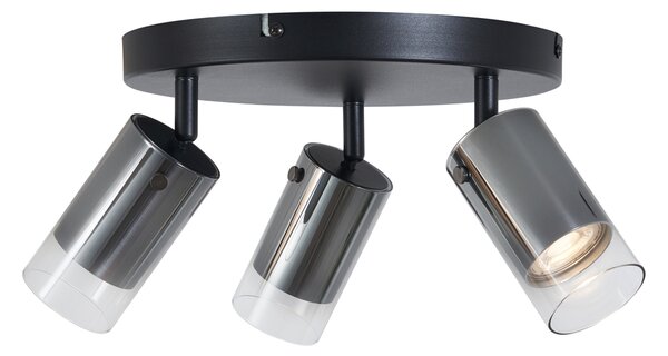 Mennyezeti spotlámpa gunmetal kerek 3-lámpás forgatható és állítható - Drain