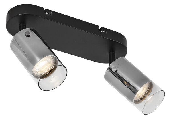 Modern mennyezeti spotlámpa gunmetal színben, 2 lámpás, forgatható és állítható - Drain