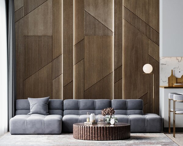 Fotótapéta Elegáns geometriai mintázat fapaneleken, Fa hatású textúrás fotótapéta, Népszerű fotótapéta, u97555 - Tapeko.hu