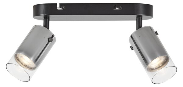 Modern mennyezeti spotlámpa gunmetal színben, 2 lámpás, forgatható és állítható - Drain