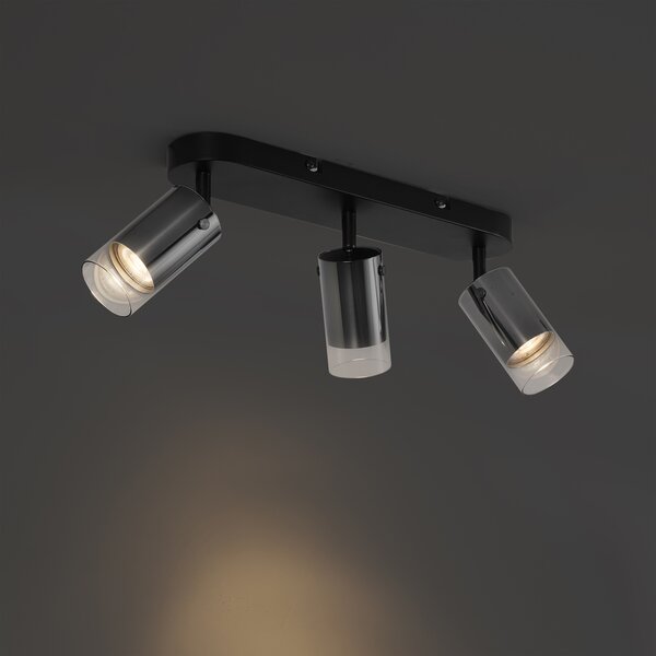 Modern mennyezeti spotlámpa gunmetal színben, 3-lámpás, forgatható és állítható - Drain