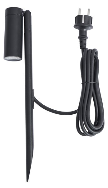 Fekete leszúrható spotlámpa 40 cm LED-del, állítható IP65-ös, kábellel és dugóval - Carl
