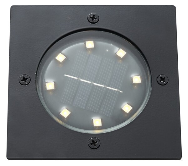 6 darabos fekete négyzet alakú földbe süllyeszthető spotlámpa szett LED-del IP65 Solar - Terry