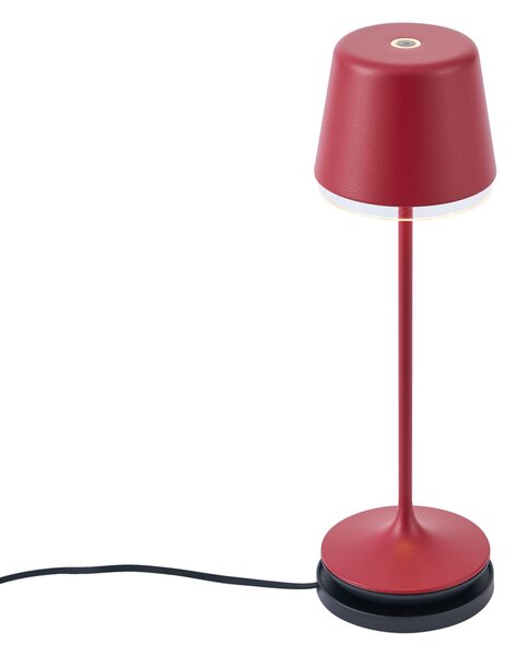 Piros asztali lámpa LED-del, IP65, újratölthető, töltőállomással - Treble