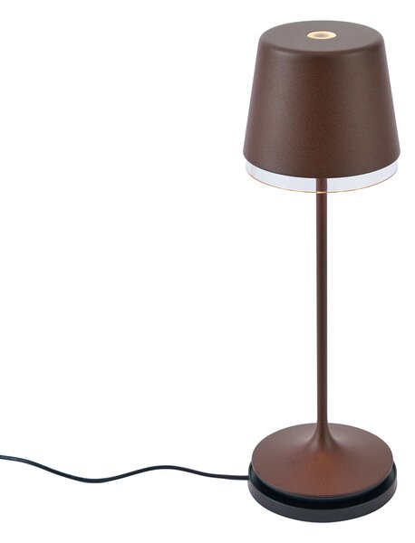 Rozsdabarna asztali lámpa LED-del, IP65-ös, újratölthető, töltőállomással - Bass