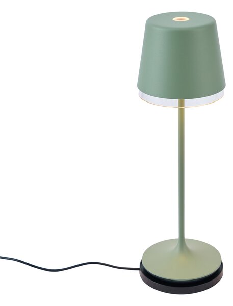 Asztali lámpa zöld LED-del IP65 újratölthető töltőállomással - Bass