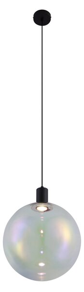 Design függőlámpa fekete szivárványos üveggel 35 cm - Mallon