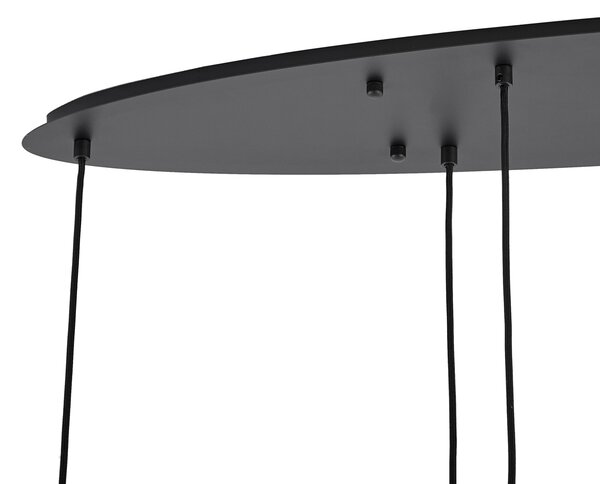 Modern fekete függőlámpa fehér üveggel, téglalap alakú, 6-lámpás - Misty
