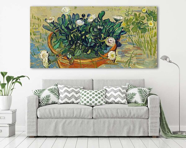 Vincent Van Gogh: Csendélet tál százszorszépekkel (színverzió 1) (vászonkép)