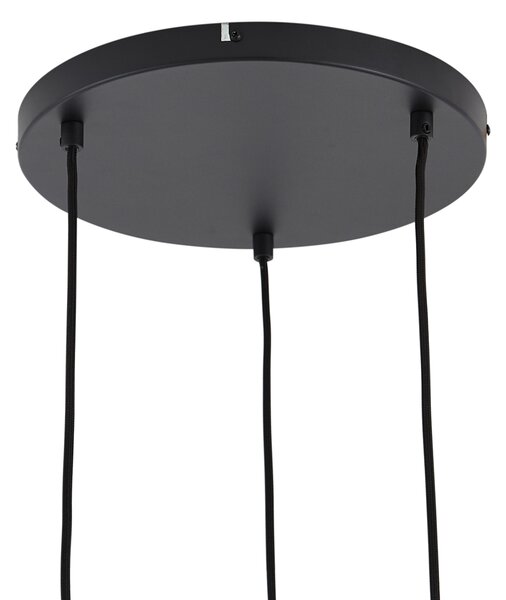 Design függőlámpa fekete szivárványos üveggel, kerek, 3-lámpás - Mallon