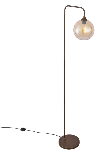 Art Deco állólámpa sötét bronz színben borostyán üveggel - Sandra