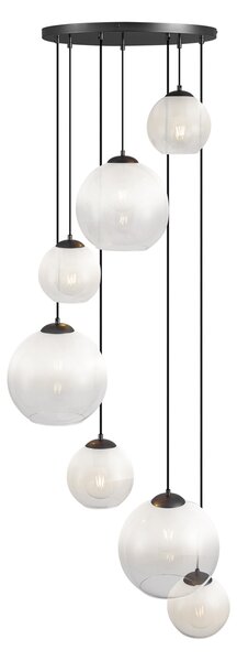 Modern függőlámpa fekete, fehér üvegből, kerek, 7-es - Misty