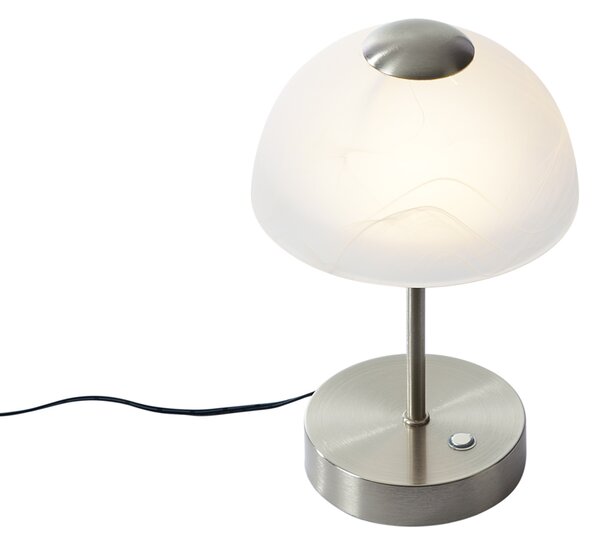 Design asztali lámpa acélból, opálüveggel, LED-del, dimmelhető - Joya