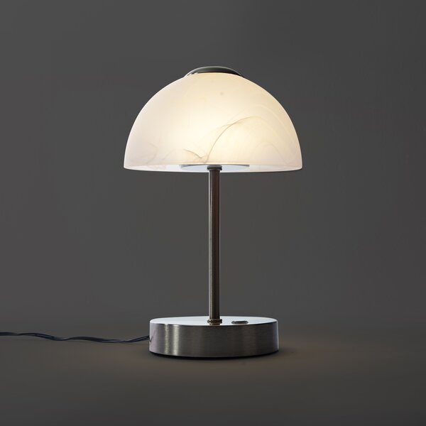 Design asztali lámpa acélból, opálüveggel, LED-del, dimmelhető - Joya
