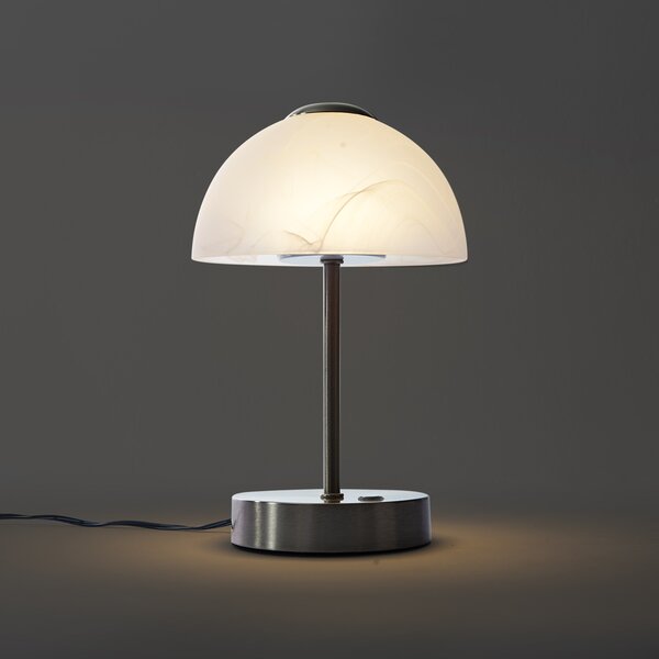 Design asztali lámpa acélból, opálüveggel, LED-del, dimmelhető - Joya