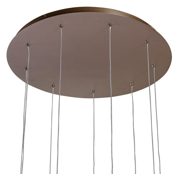 Design függőlámpa sötét bronz 9-lámpás LED-del, 3 lépésben dimmelhető - Vide Anella