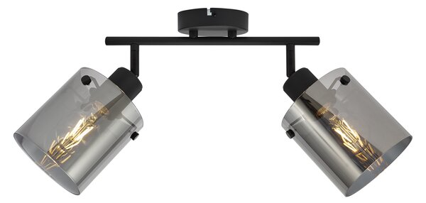 Design mennyezeti spotlámpa fekete füstüveggel 2-lámpás - Domo