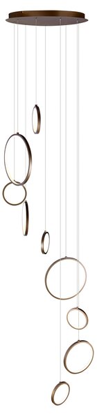 Design függőlámpa sötét bronz 9-lámpás LED-del, 3 lépésben dimmelhető - Vide Anella