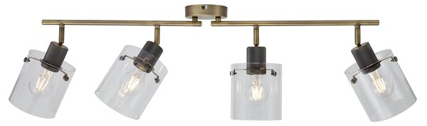 Design mennyezeti spotlámpa bronz színben, átlátszó üveggel, 4-es - Domo