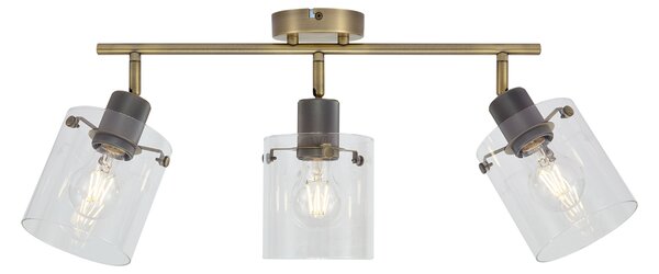 Design mennyezeti spotlámpa bronz színben, átlátszó üveggel, 3-lámpás - Domo