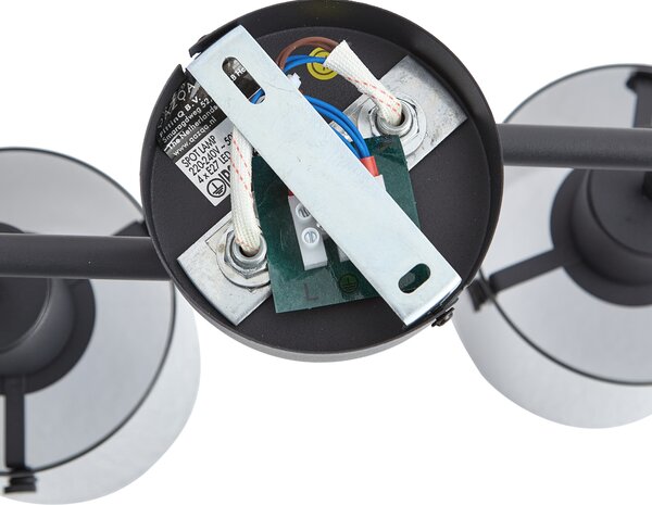 Design mennyezeti spotlámpa fekete füstüveggel 4-lámpás - Domo
