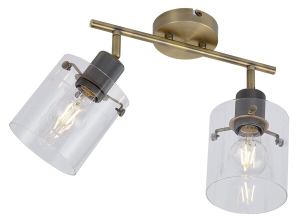 Design mennyezeti spotlámpa bronzszínű, átlátszó üveggel, 2 égős - Domo