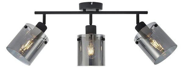 Design mennyezeti spotlámpa fekete füstüveggel 3-lámpás - Domo