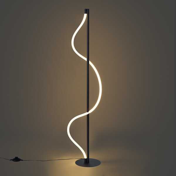 Modern állólámpa fekete, LED-del, 3 fokozatban dimmelhető - Twirl
