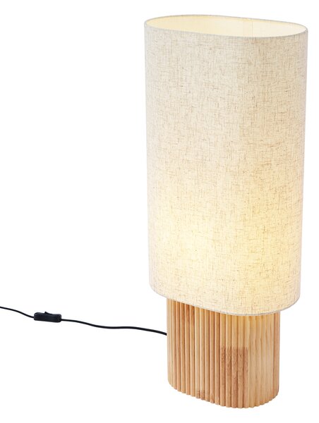 Japandi állólámpa fa lenvászon lámpabúrával 70cm - Lamel