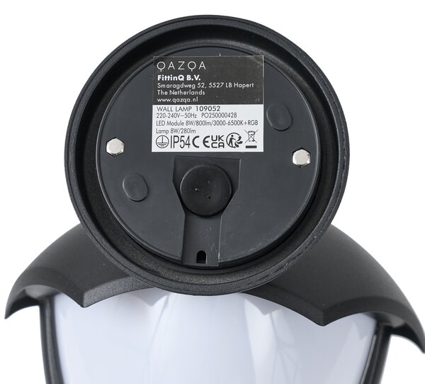 Okos kültéri fali lámpa fekete opálüveggel, LED-del, IP54 - Classica