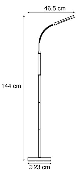 Modern acél állólámpa LED-del, 3 lépésben dimmelhető, újratölthető - Statler