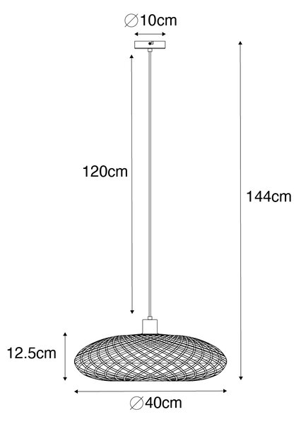 Keleti függőlámpa fekete bambuszból 40 cm - Ostrava
