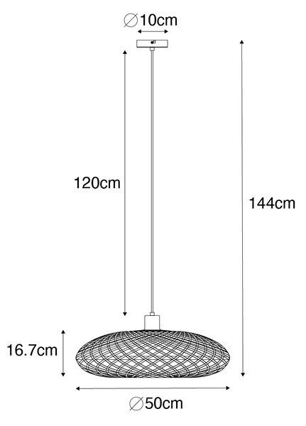 Keleti függőlámpa fekete bambusz 50 cm - Ostrava