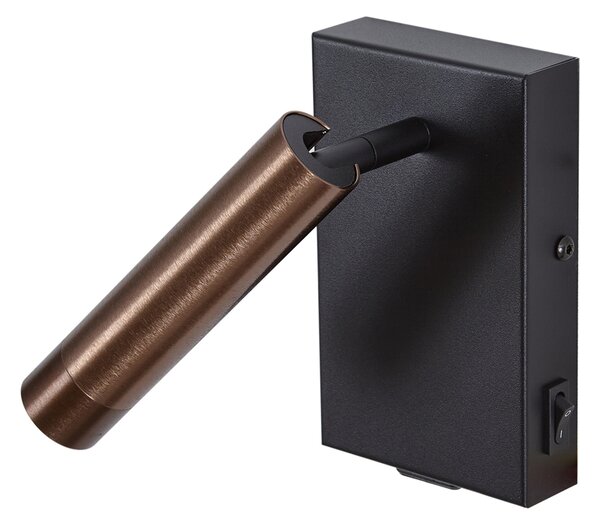 Modern fekete fali lámpa sötét bronz állítható USB-C-vel - Croft