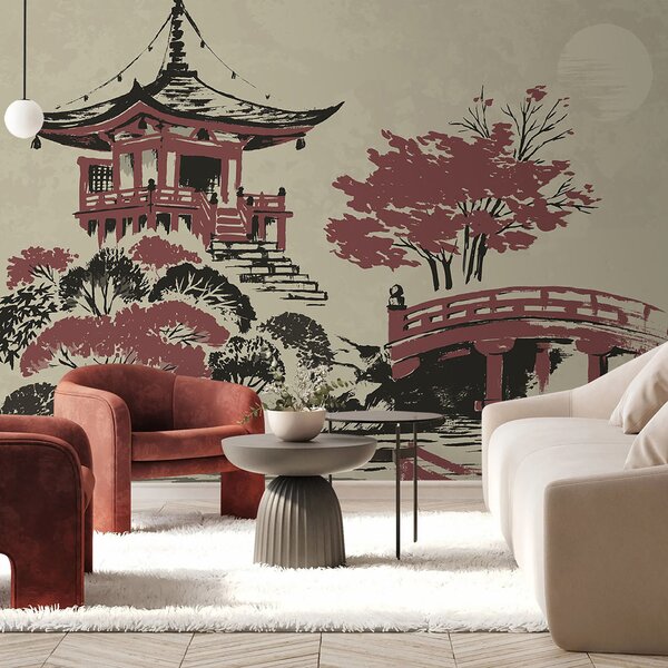 Fotótapéta Egy pagoda és egy híd festménye, Természet fotótapéta, Népszerű fotótapéta, u97635 - Tapeko.hu