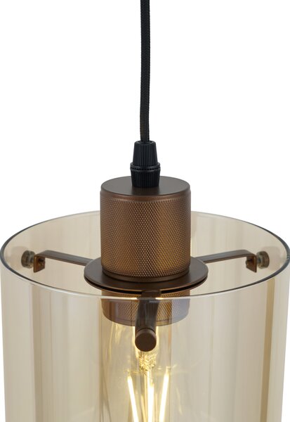 Modern spotlámpa sötét bronz színben borostyán üveggel 1 fázisú sínrendszerhez - Iconic Dome