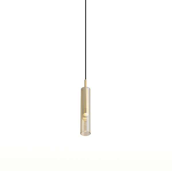 Modern arany színű spotlámpa borostyánszínű üveggel, 1 fázisú sínrendszerhez - Slimline Loyce