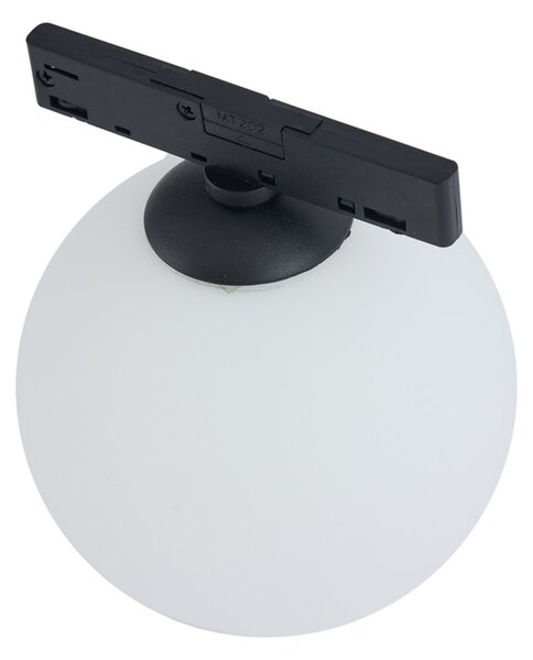 Modern mennyezeti lámpa fekete, fehér üveggel, 1 fázisú sínrendszerhez - Slimline Eira
