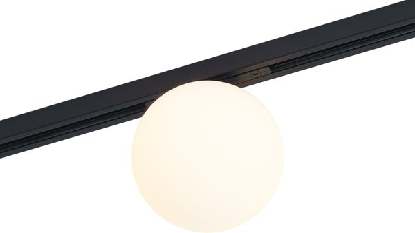 Modern mennyezeti lámpa fekete, fehér üveggel, 1 fázisú sínrendszerhez - Slimline Eira