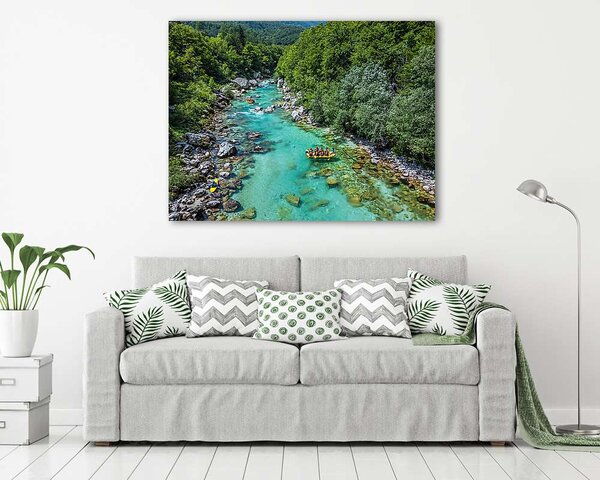 Soca folyó Szlovéniában vadvizi evezősökkel (rafting) (vászonkép)