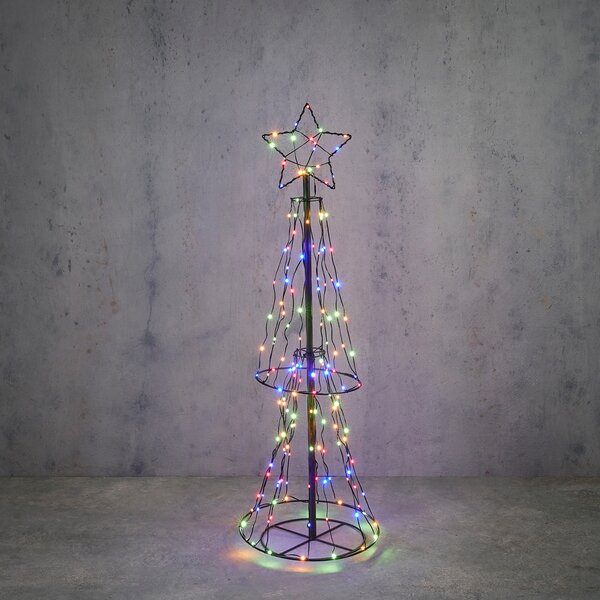 Karácsonyi állólámpa fekete fa 150 cm LED RGB-vel, időzítővel IP44 - Ugoku