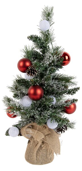 Fehér karácsonyfa pirossal 60 cm LED-del és időzítővel - Jack