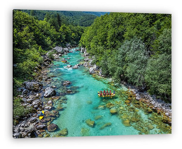 Soca folyó Szlovéniában vadvizi evezősökkel (rafting) (vászonkép)