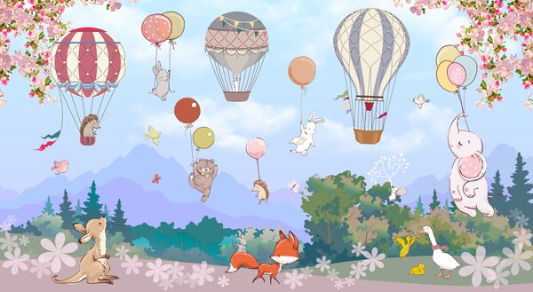 Fotótapéta Hőlégballon az égen, Modern fotótapéta, Modern fotótapéta, u98686 - Muralas.hu