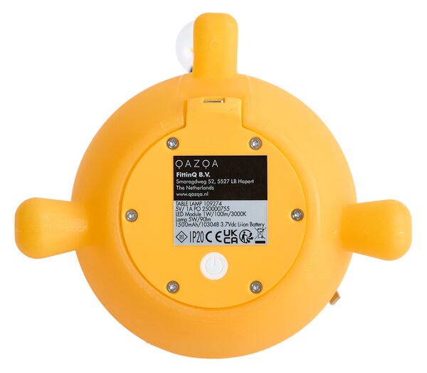 Modern sárga asztali lámpa LED-del, újratölthető - Bulby